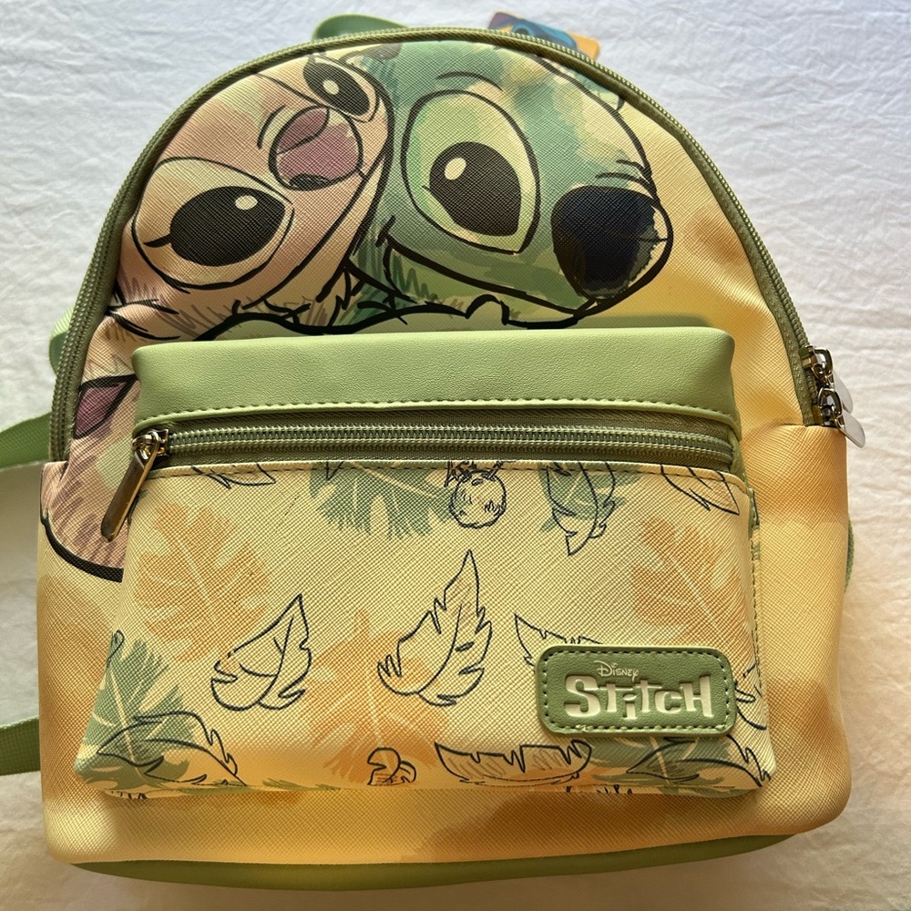Disney Yellow and Green Stitch Leaf Mini Backpack